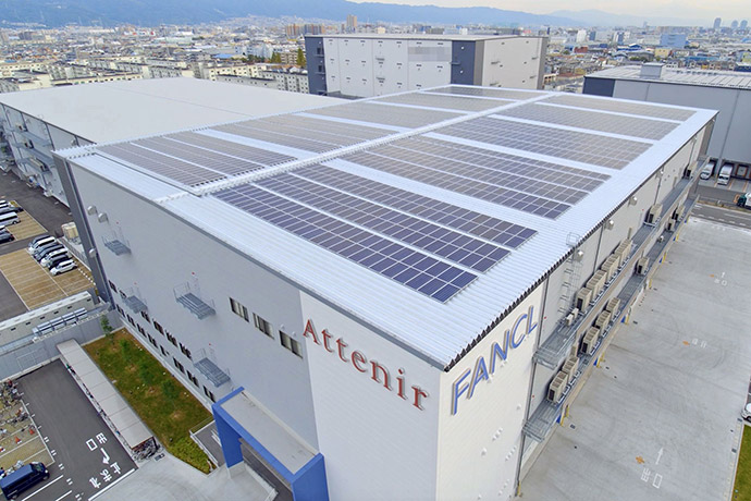 Solar panel on the roof of Kansai Logistics Center