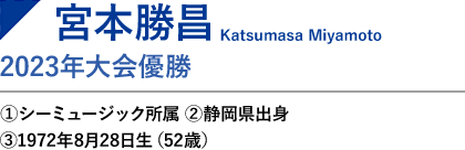 鈴木 亨　2022年大会優勝①ミズノ②岐阜県 ③1966年5月28日生（57歳）